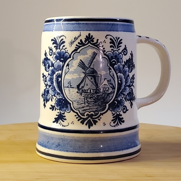 Delfts Blue Made in Holland Vintage Hand Painted Delfino Stein Numbered 442 EUC - Picture 1 of 13